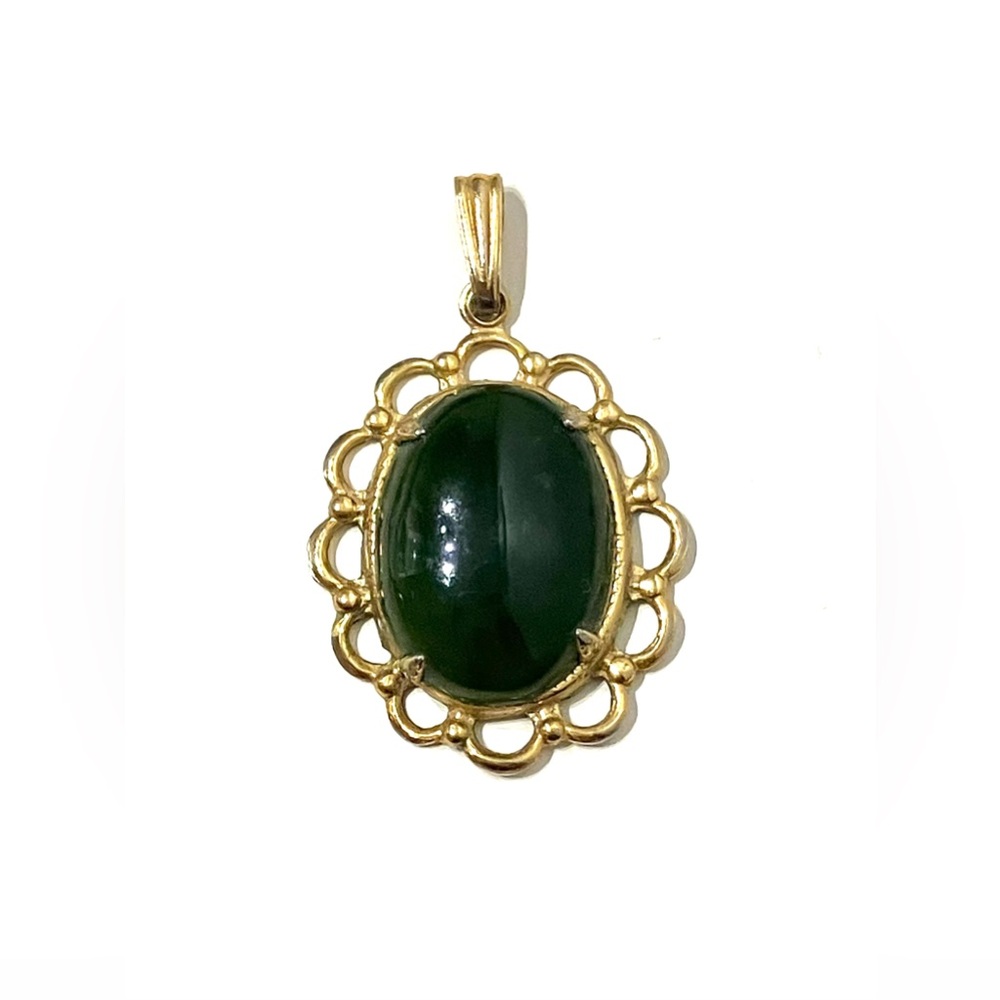 Gold Tone BC Jade Pendant